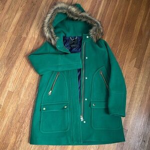 J. Crew Chateau parka in Italian stadium cloth wool, green, size 4